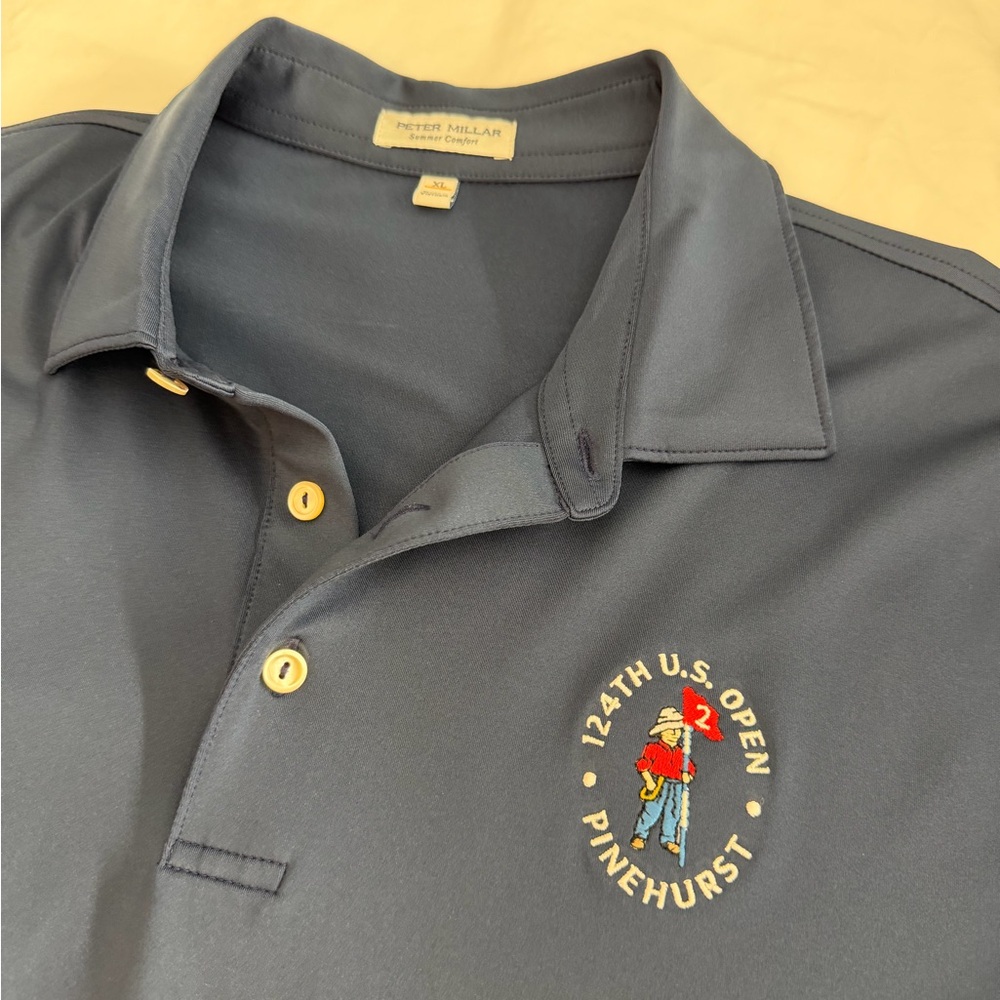 Peter Millar Navy Golf Polo 124th US Open  Pinehurst size XL Summer Comfort